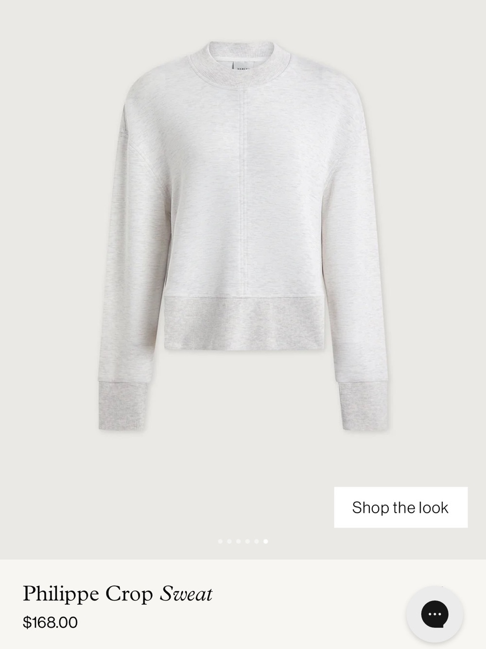 VARLEY Woman’s Ivory Marl Philippe Crop Sweat Sweatshirt Size S NWT